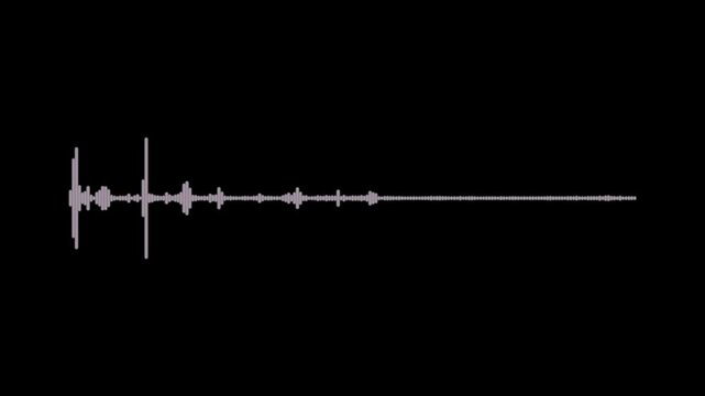 White audio waveform spectrum animation. Audio waveform with frequency animated lines. Dynamic sound wave reacts to music beats for sound waveform spectrum animation
