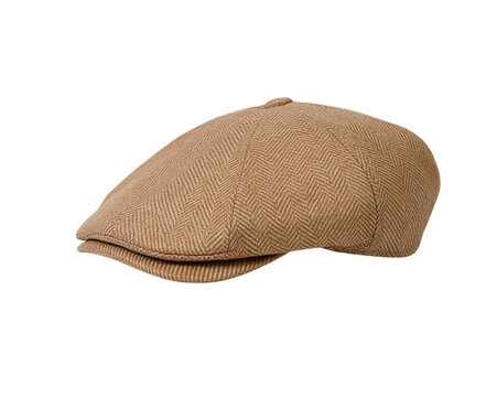 Tan tweed flat cap textured pattern detail isolated on transparent background png element