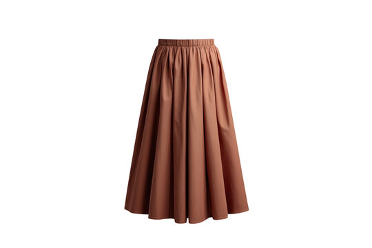 Long Brown Gathered Midi Skirt
