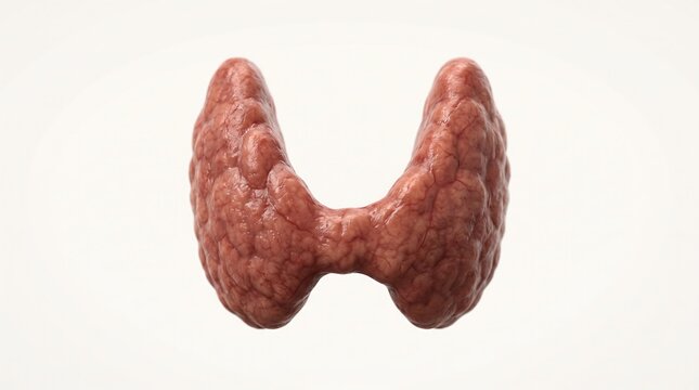 Isolated 3D render of healthy thyroid gland cow organ isolated on white background for medical study and endocrine system reference