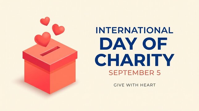 International day of charity donation box with hearts
