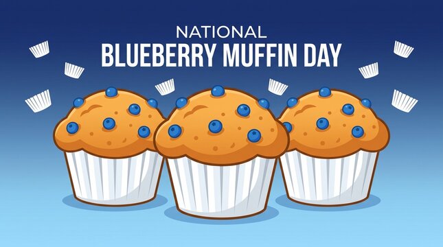 Blueberry muffins illustration for national blueberry muffin day