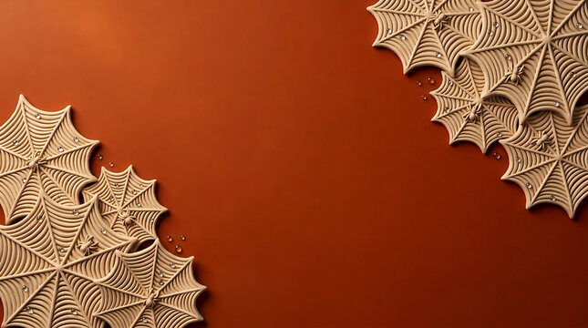Spiderweb Cookies Arranged on Orange Background