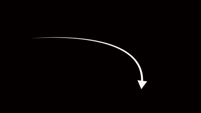 Black Curved Arrow on White Background