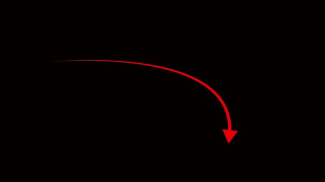 Black Curved Arrow on White Background