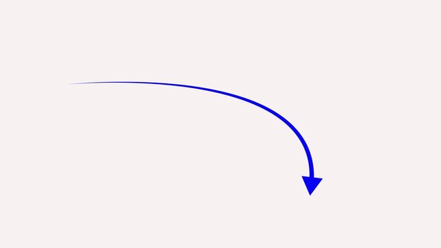 Black Curved Arrow on White Background