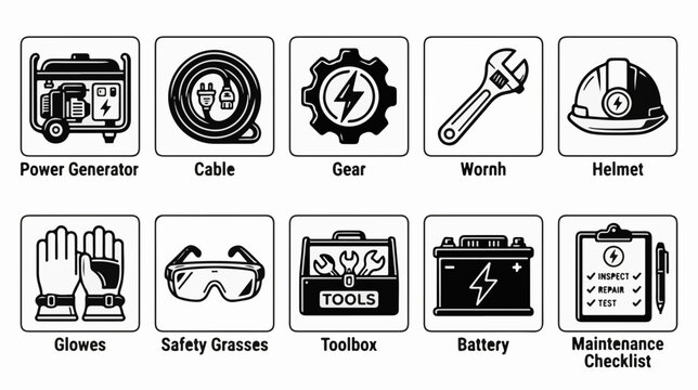Energy Worker vector icon collection for sustainability recycling and green jobs with practical workplace concepts for digital products branding infographics presentations marketing and print design
