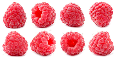Raspberries isolated on white, set. Summer berry © New Africa