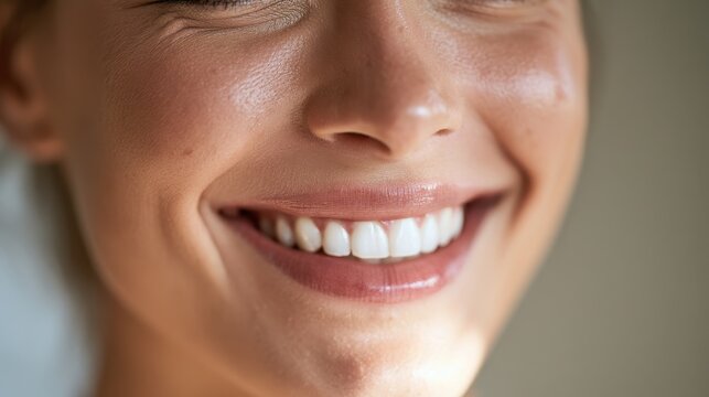 Warm close-up of a female subject with a luminous smile and relaxed expression