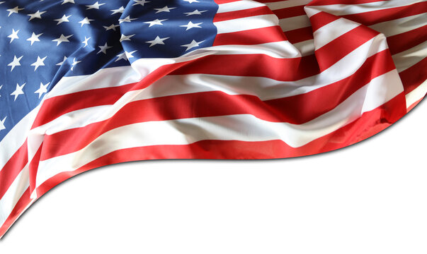 American flag on white