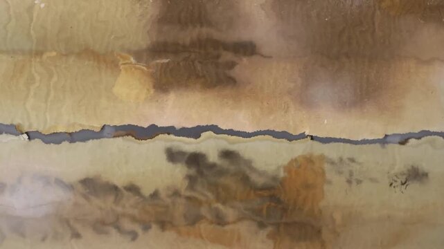 Abstract Torn Vintage Paper with Liquid Wave Motion Background