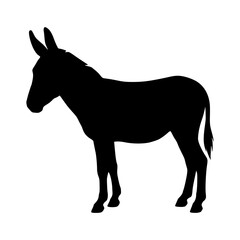 Fototapeta premium Donkey silhouette standing vector illustration
