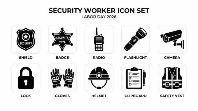 Security Worker professional icon set for emergency response and public safety work with modern professional themes for web and app design branding infographics presentations marketing and print use