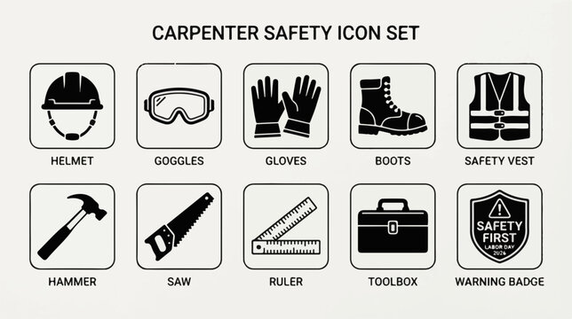 Safety vector icon collection for professional occupations and workplace services with clear professional symbols for web apps branding infographics presentations marketing and print design projects