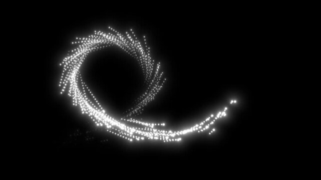 Cartoon glittering doodle lights trail, Luxury white glitter dot trail animation with twinkling particle burst, magical sparkle dust flow, seamless loop 4k overlay, light flare motion graphics
