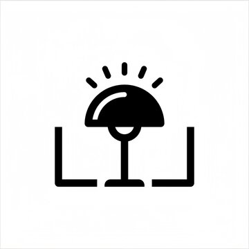 Table Lamp Line Icon Vector Illustration on White Background