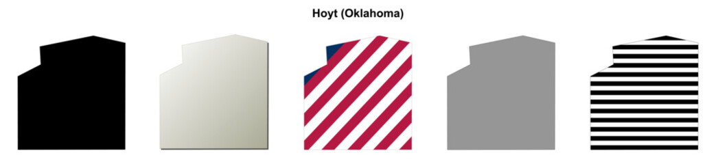Obraz premium Hoyt (Oklahoma) blank outline map set