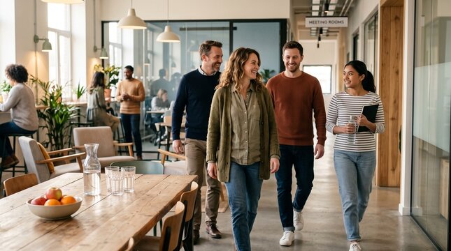 Coworkers leave a cafe break with shared trust