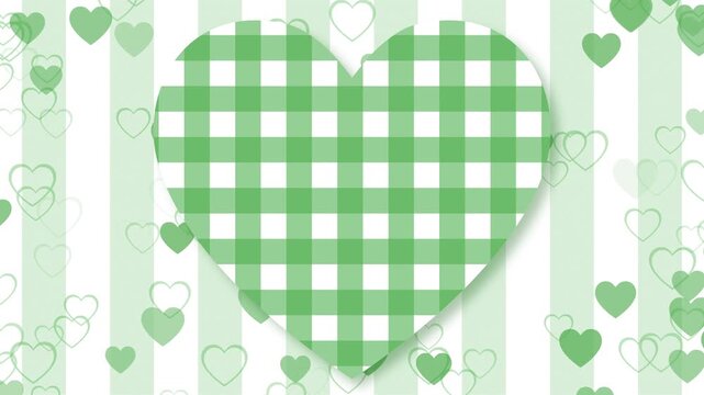 checkered pattern overflowing heart green rise loop animation stripe pattern（green background）