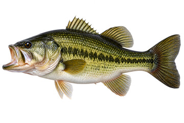 Naklejka premium Largemouth Bass Freshwater Fish Isolated on White Background