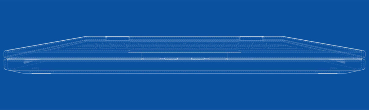 laptop wireframe illustration. Vector