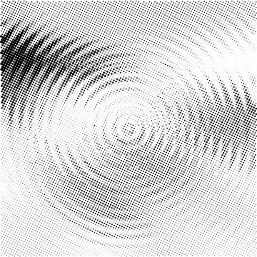 Abstract Circular Halftone Spiral Wave Ripple Radial Dot Pattern Background