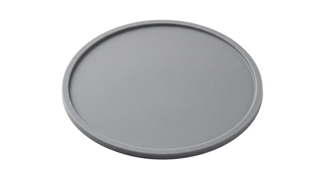Minimalist gray silicone coaster, round rubber non-slip mat for drinks, durable heat resistant circular kitchen coaster isolated PNG with Transparent Background