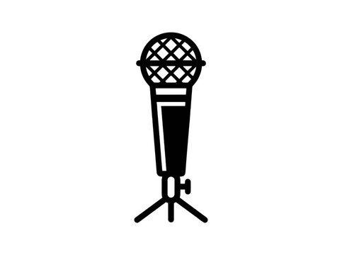 Microphone vector icon for audio recording, podcasting, and live broadcast studio equipment.