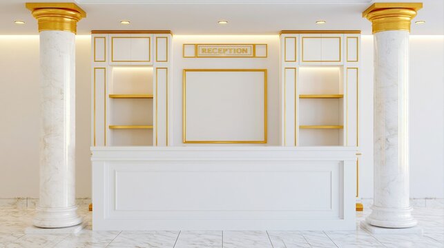 Luxury Reception Desk With Marble Columns