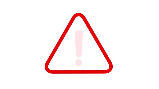 Animated warning sign with pulsing red exclamation mark inside a triangular frame for digital alerts, safety notifications, system errors, and critical security messaging in ui