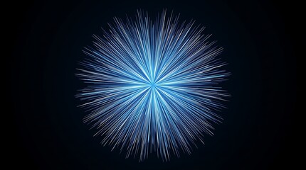 Fototapeta premium Abstract blue light starburst explosion with glowing particles on dark background