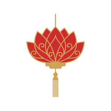 Traditional Ornate Chinese Hanging Lantern Vector Icon