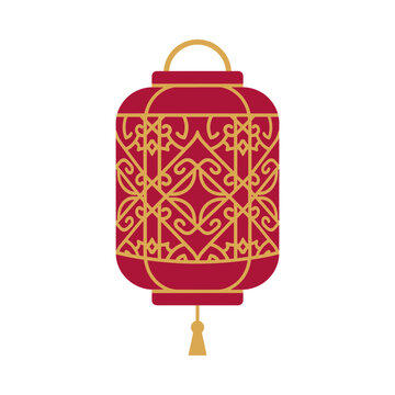 Traditional Ornate Chinese Hanging Lantern Vector Icon