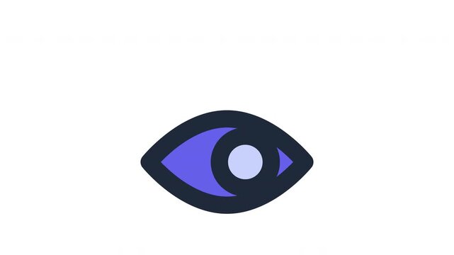 AI Vision Icon with Animated Eye Tracking and Digital Sparkle, 4K Alpha Channel