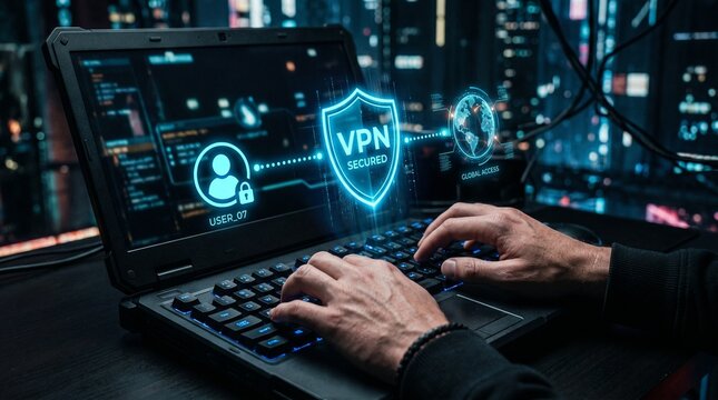 Secure online browsing with vpn protection on a laptop