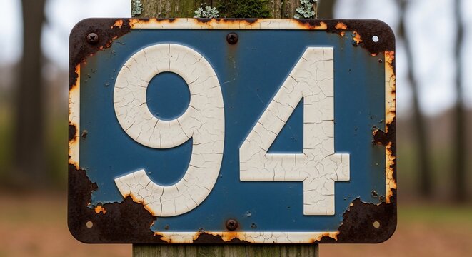 Weathered number plate