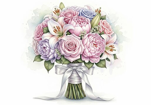 Watercolor bouquet of flowers