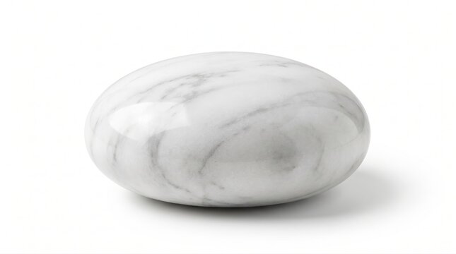 Polished white marble stone paperweight isolated on a clean white background