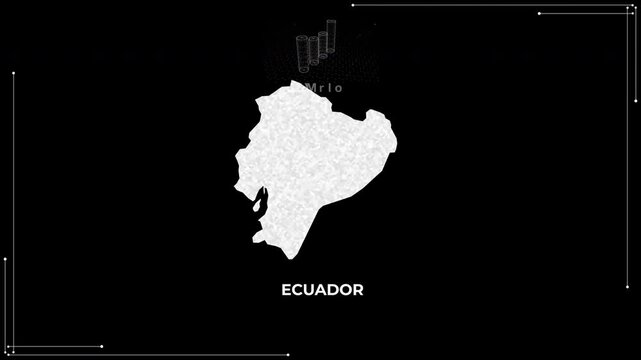 Ecuador technology map with animated charts, graphs, statistics, and analytics showcasing economy, infrastructure, innovation, population, trade, energy, and national development