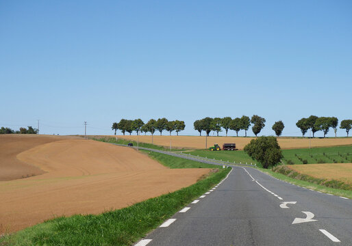 Europe, France, rural road massif central
