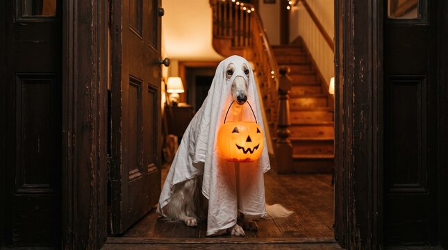 halloween ghost dog trick or treat