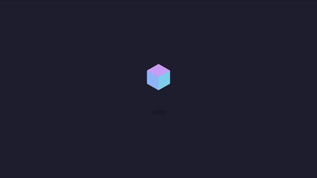 Minimalist floating 3 d cube animation on dark 4k background, for tech motion