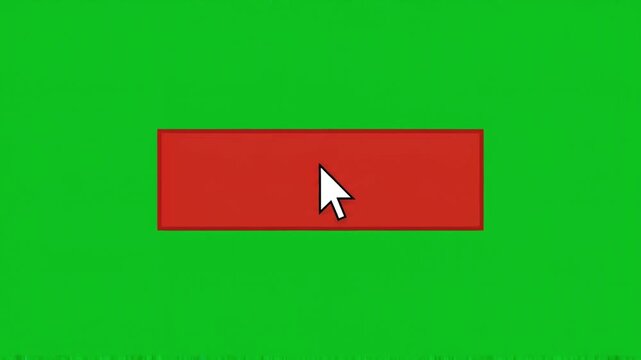 Computer cursor clicking red button on digital motion video background for web interface user interaction design