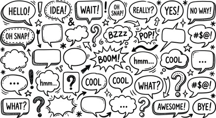 Naklejka premium comic speech bubbles and conversation icons set