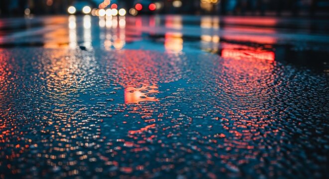 Wet pavement reflections abstract