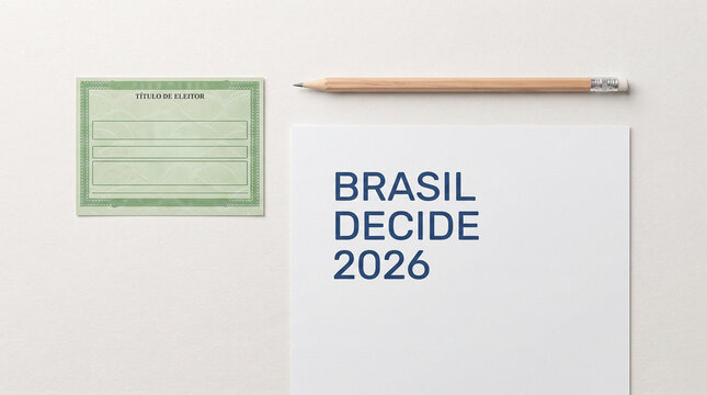Voting document and pencil on white surface