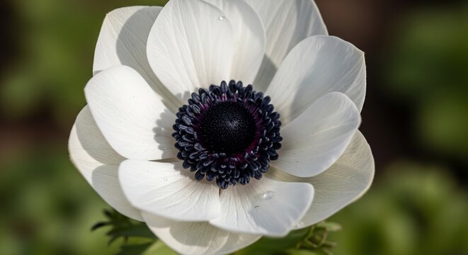 White anemone flower closeup