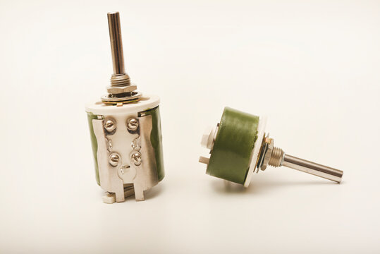 Powerful variable resistors. Potentiometers for instruments. Electronic device.