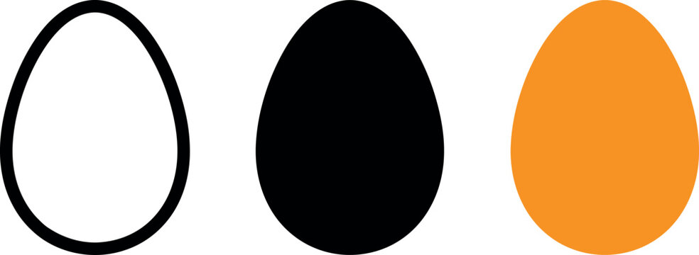 Egg vector illustration set with outline and solid shapes for food and easter design projects.