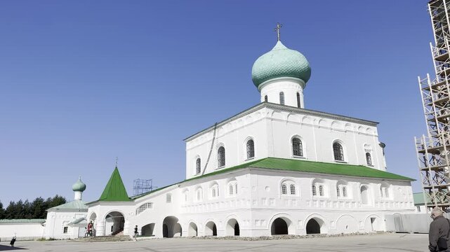 Staraya Sloboda, Leningrad Oblast, Russia. 14 August 2026,  Church of the Intercession of the Most Holy Mother of God with a Refectory at the Alexander-Svirsky Monastery